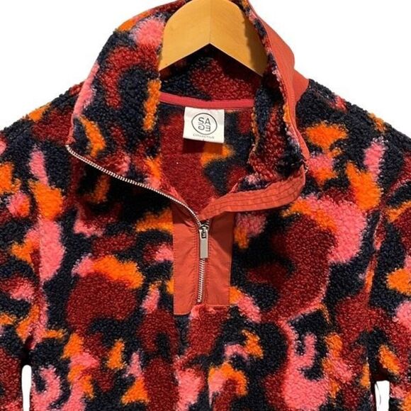 SAGE Collective Women's Red Faux Shearling Pullover Quarter Zip Small NWT - Picture 3 of 9